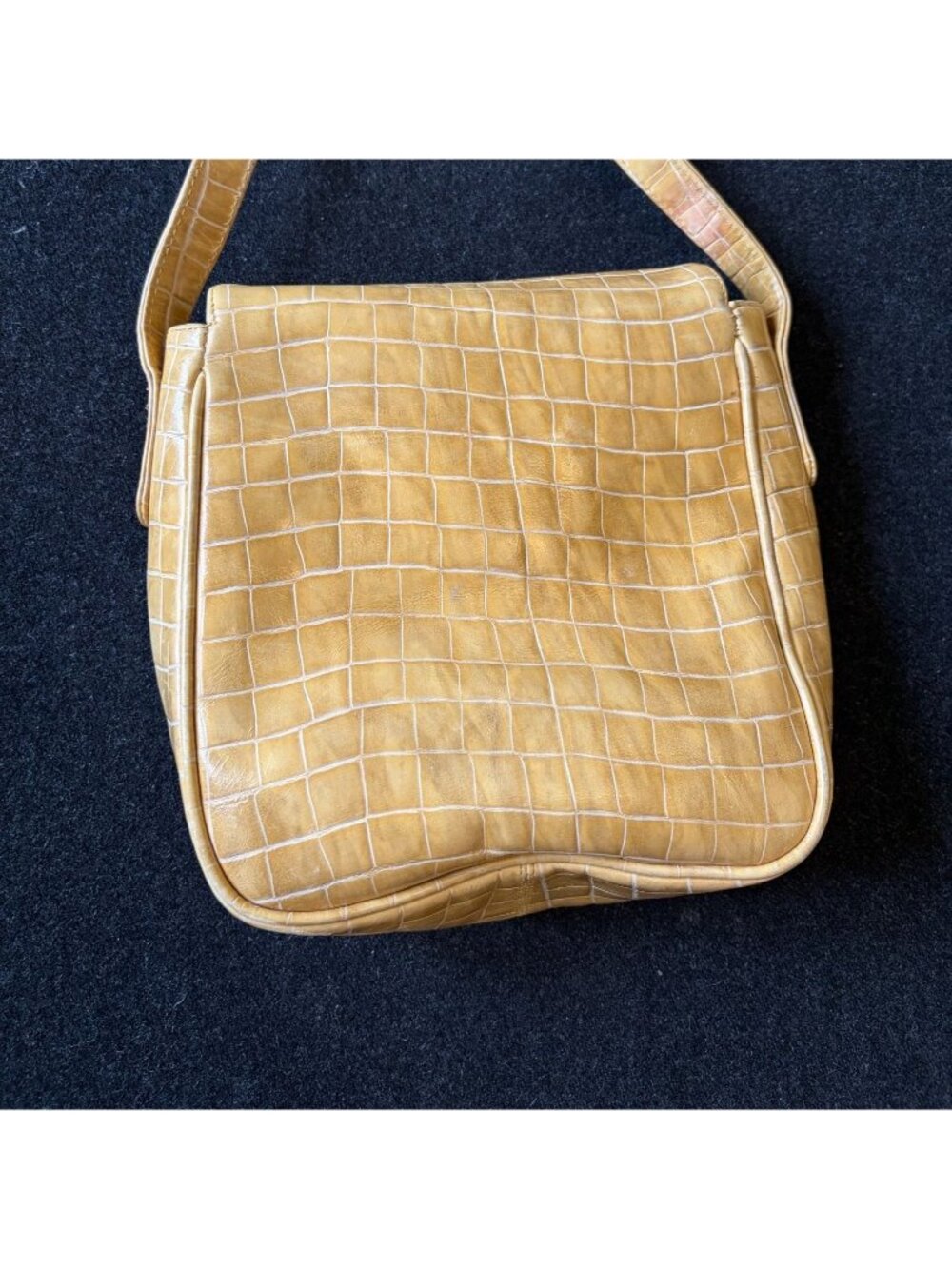 Talbots Tan Croc Embossed Leather Crossbody Shoulder Bag - Picture 8 of 8